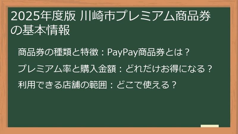 2025年度版 川崎市プレミアム商品券の基本情報