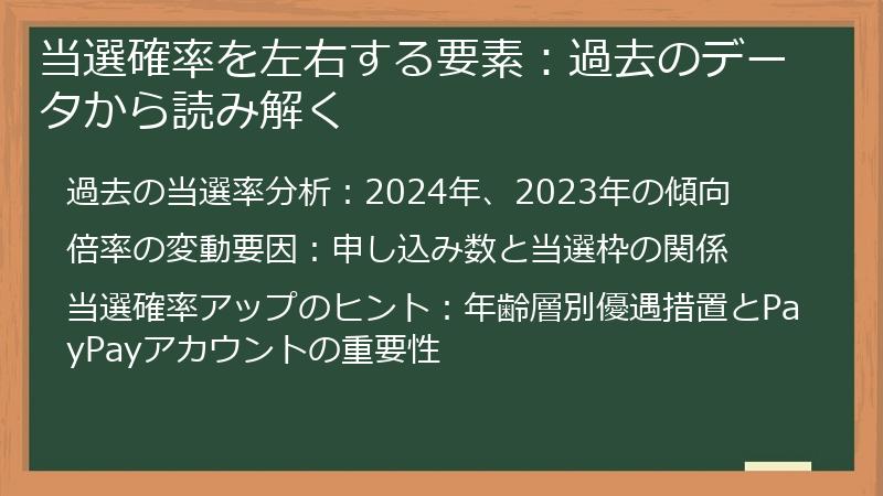 当選確率を左右する要素:過去のデータから読み解く