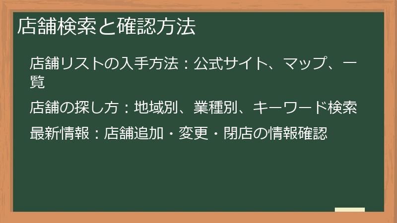 店舗検索と確認方法