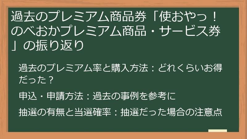 過去のプレミアム商品券「使おやっ！のべおかプレミアム商品・サービス券」の振り返り
