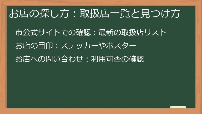 お店の探し方：取扱店一覧と見つけ方