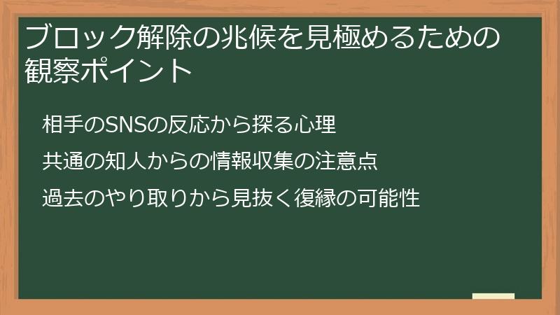 ブロック解除の兆候を見極めるための観察ポイント