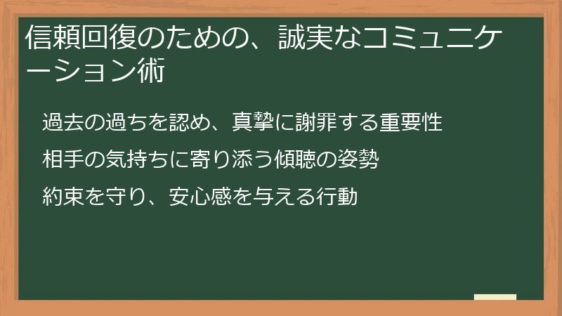 信頼回復のための、誠実なコミュニケーション術