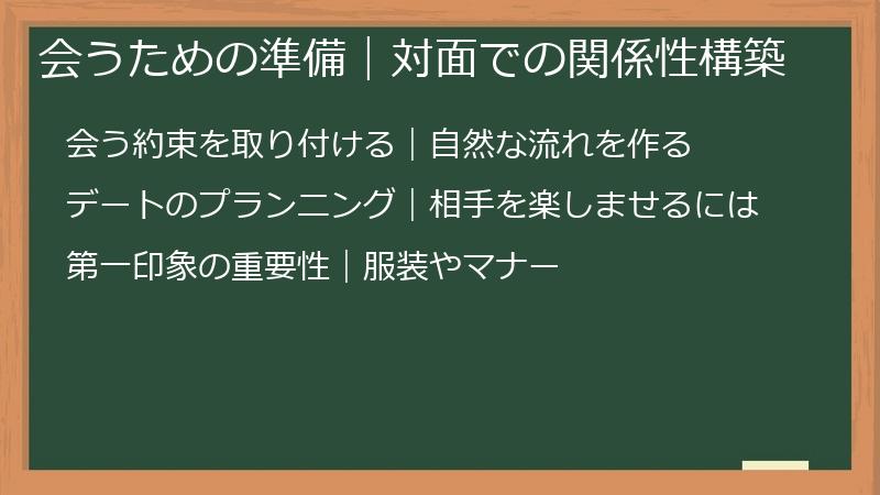 会うための準備|対面での関係性構築
