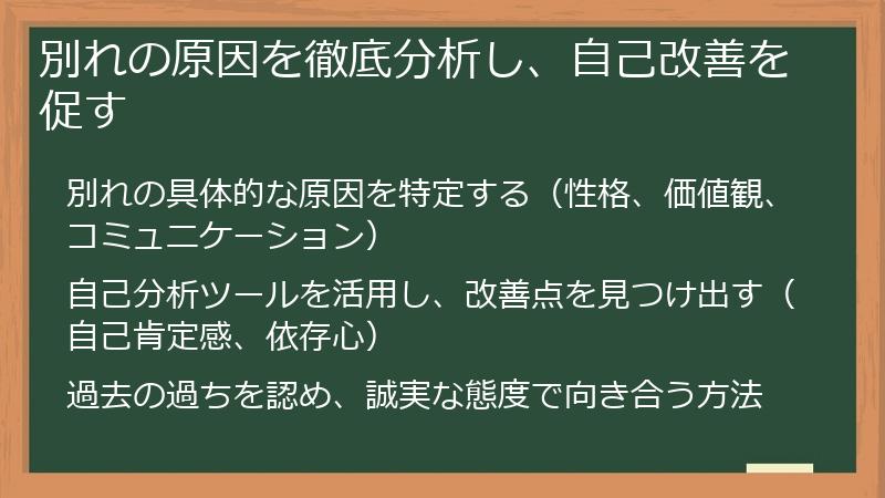 別れの原因を徹底分析し、自己改善を促す