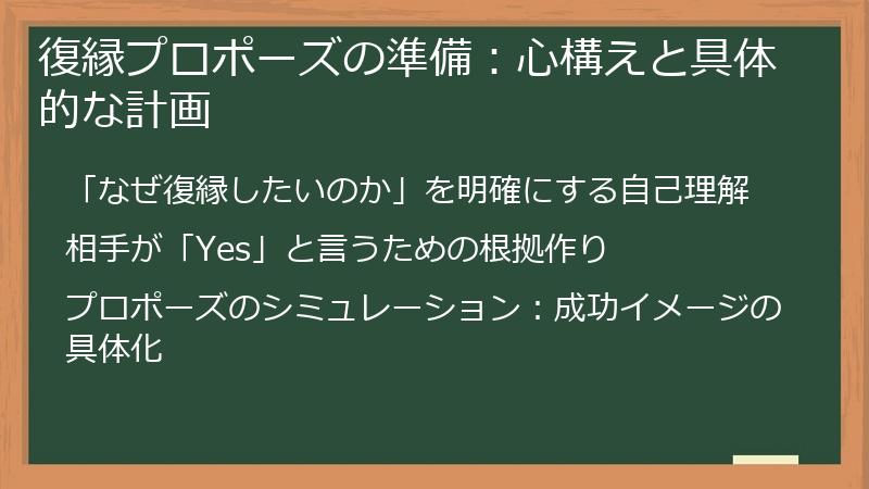 復縁プロポーズの準備：心構えと具体的な計画