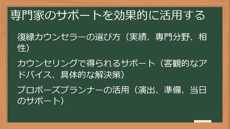 専門家のサポートを効果的に活用する