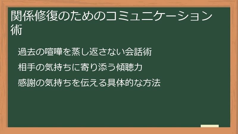 関係修復のためのコミュニケーション術