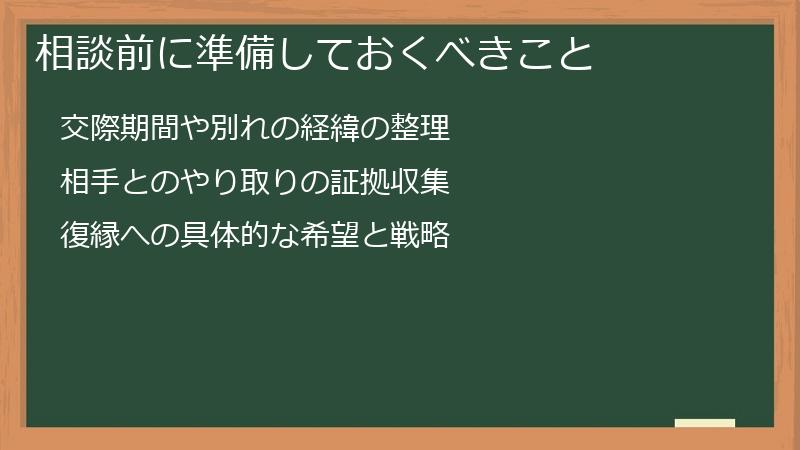 相談前に準備しておくべきこと