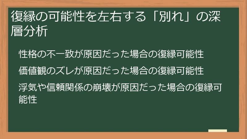 復縁の可能性を左右する「別れ」の深層分析