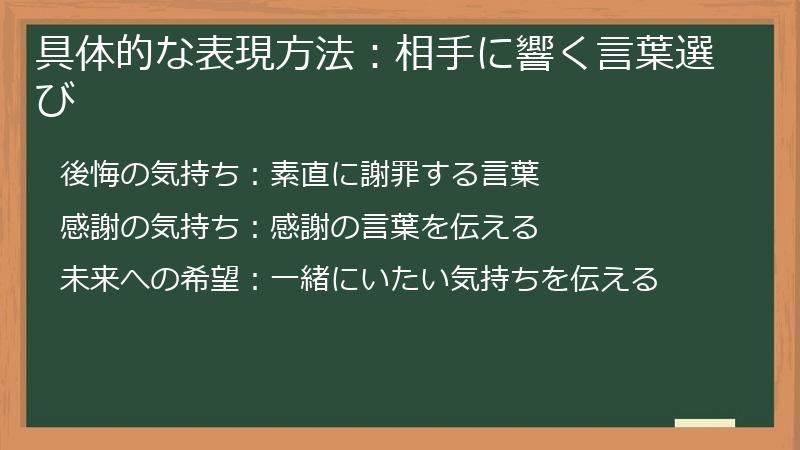 具体的な表現方法:相手に響く言葉選び