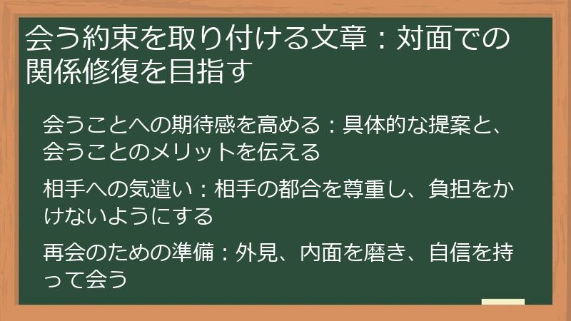 会う約束を取り付ける文章:対面での関係修復を目指す