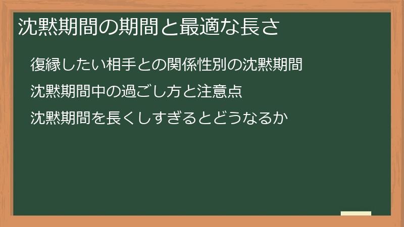 沈黙期間の期間と最適な長さ