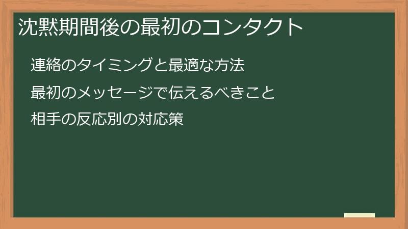 沈黙期間後の最初のコンタクト