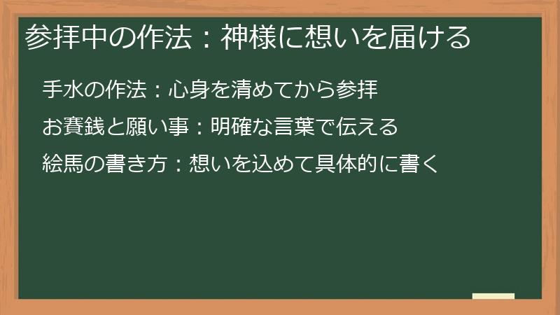 参拝中の作法：神様に想いを届ける