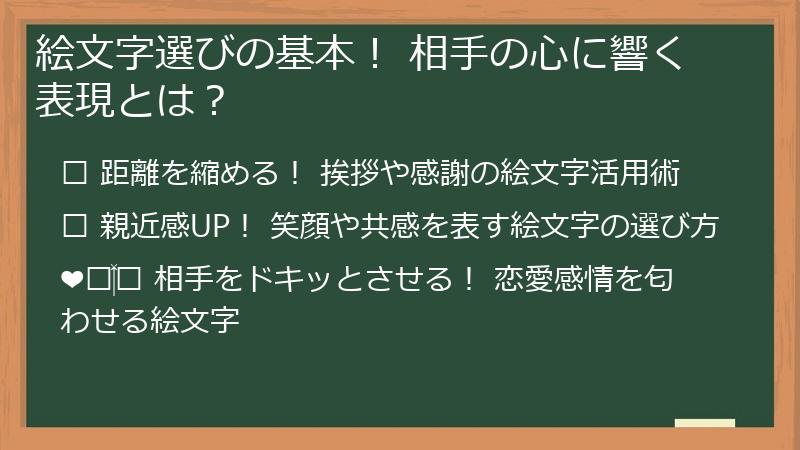 絵文字選びの基本！ 相手の心に響く表現とは？