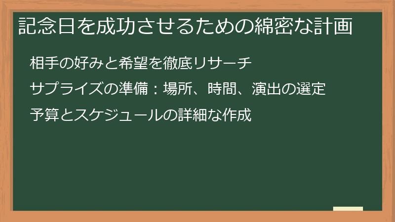 記念日を成功させるための綿密な計画