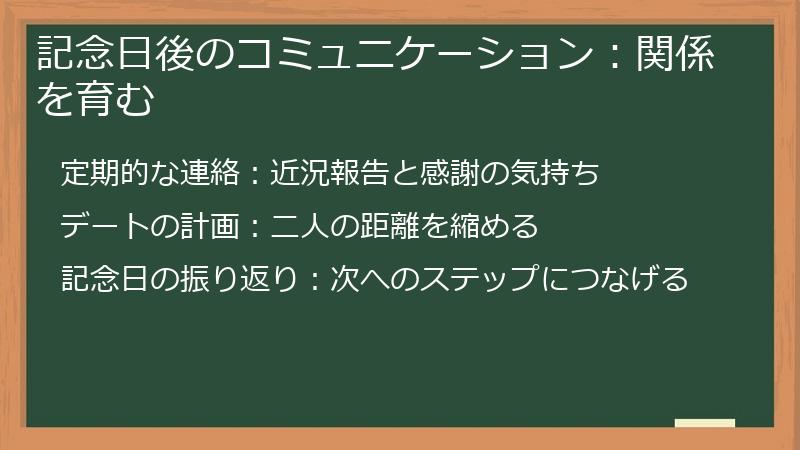 記念日後のコミュニケーション：関係を育む