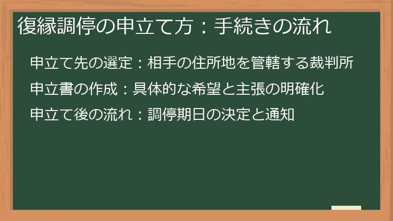 復縁調停の申立て方：手続きの流れ