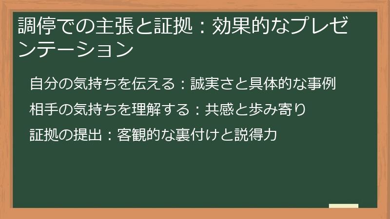 調停での主張と証拠：効果的なプレゼンテーション