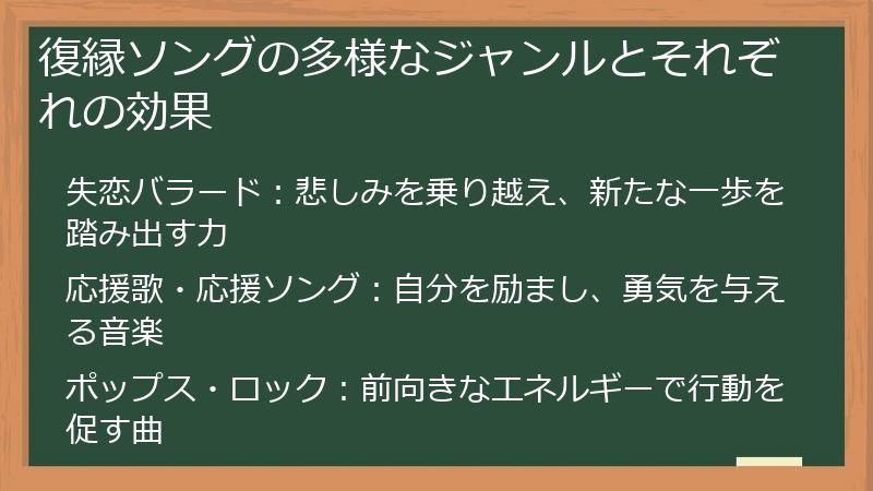 復縁ソングの多様なジャンルとそれぞれの効果