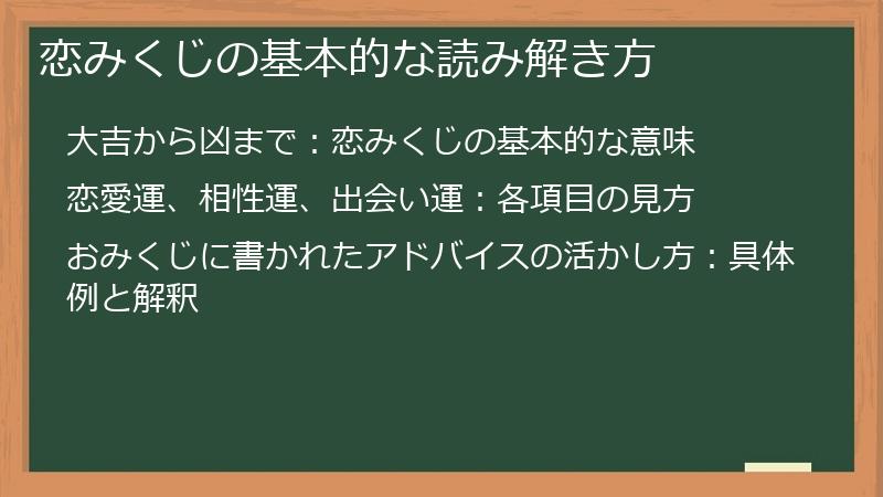 恋みくじの基本的な読み解き方