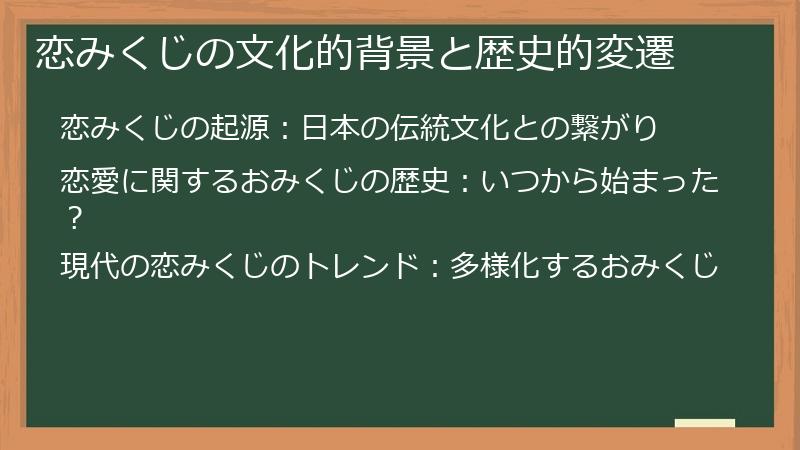 恋みくじの文化的背景と歴史的変遷