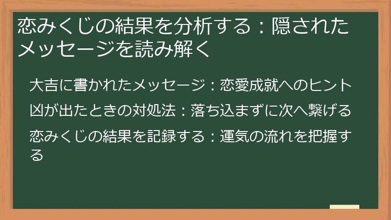 恋みくじの結果を分析する：隠されたメッセージを読み解く