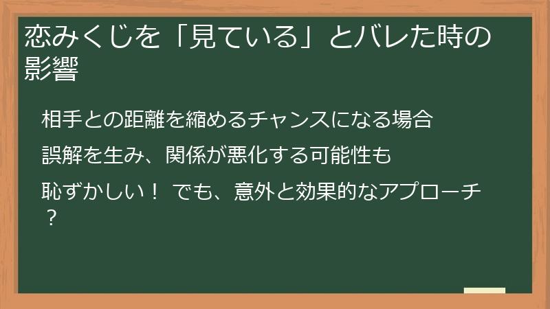 恋みくじを「見ている」とバレた時の影響