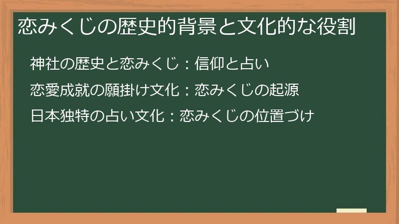 恋みくじの歴史的背景と文化的な役割