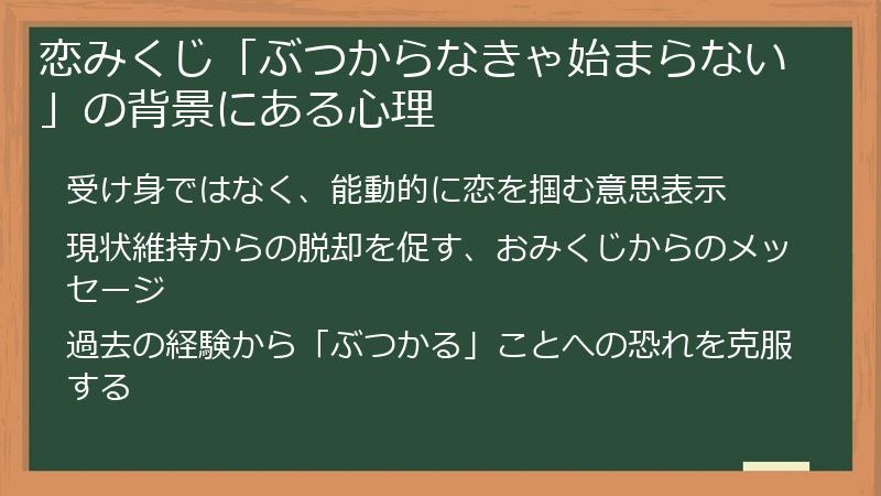 恋みくじ「ぶつからなきゃ始まらない」の背景にある心理