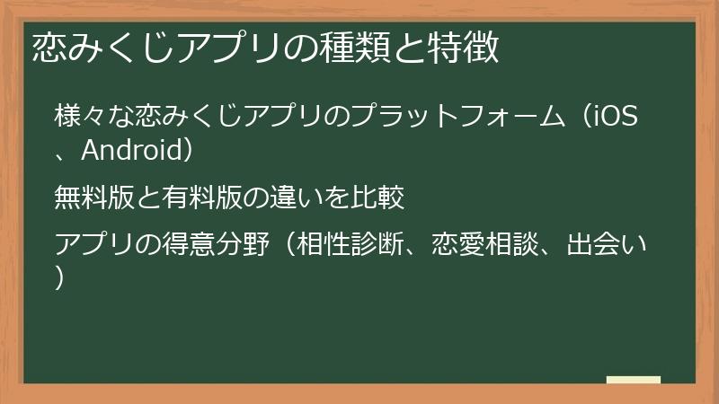 恋みくじアプリの種類と特徴
