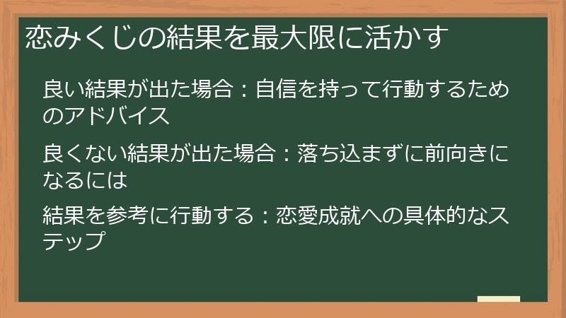 恋みくじの結果を最大限に活かす