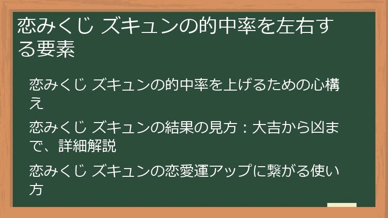 恋みくじ ズキュンの的中率を左右する要素