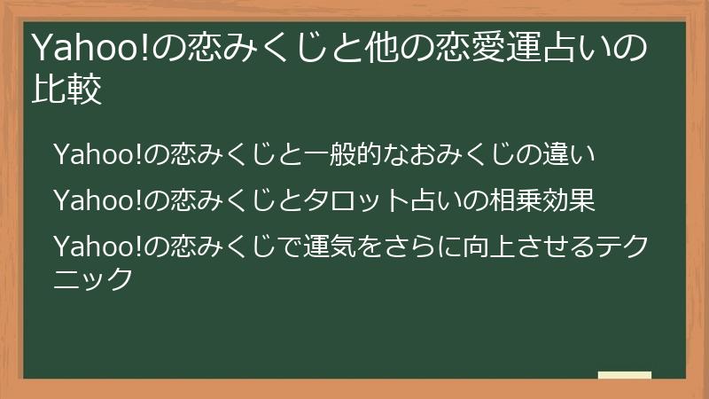 Yahoo!の恋みくじと他の恋愛運占いの比較