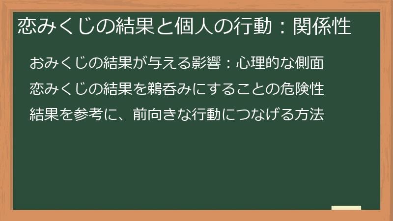 恋みくじの結果と個人の行動：関係性