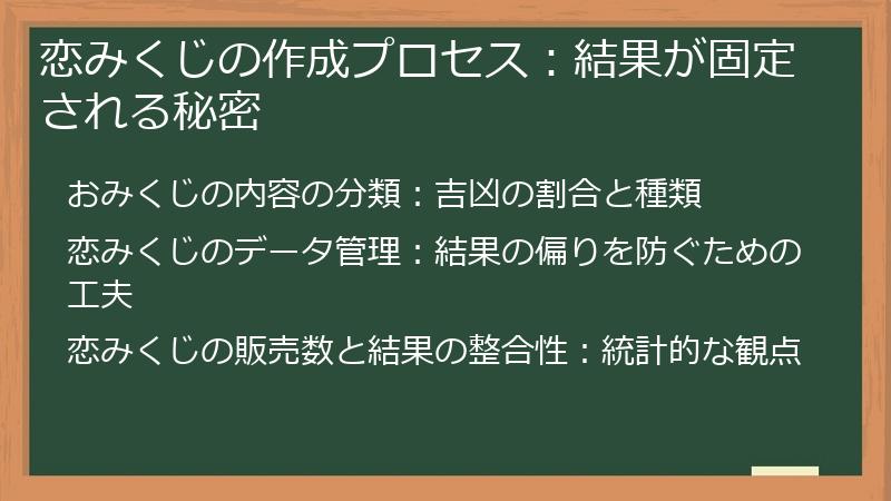 恋みくじの作成プロセス：結果が固定される秘密