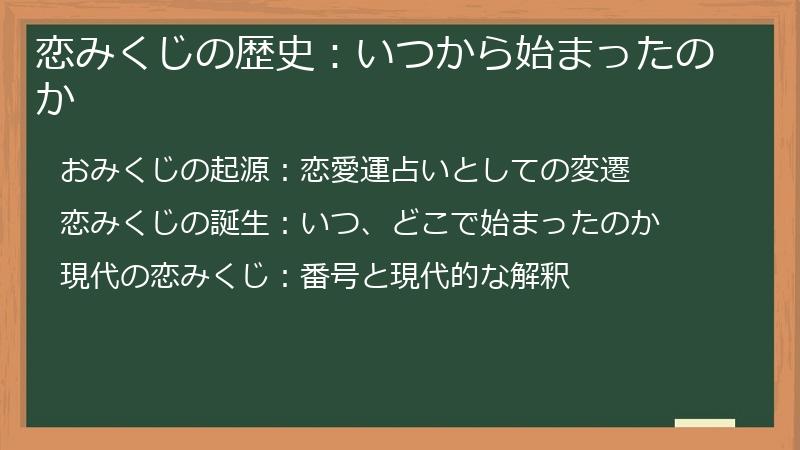 恋みくじの歴史：いつから始まったのか