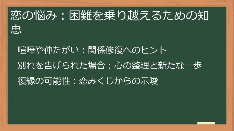 恋の悩み：困難を乗り越えるための知恵