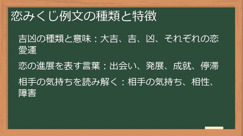 恋みくじ例文の種類と特徴