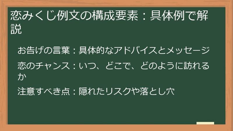 恋みくじ例文の構成要素:具体例で解説
