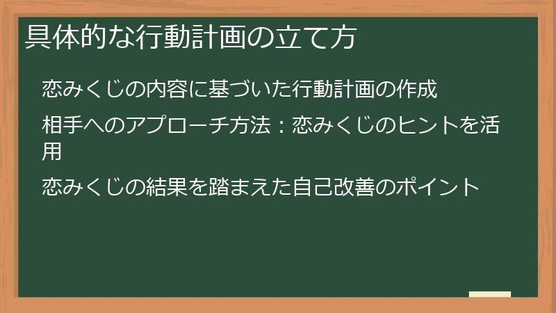 具体的な行動計画の立て方