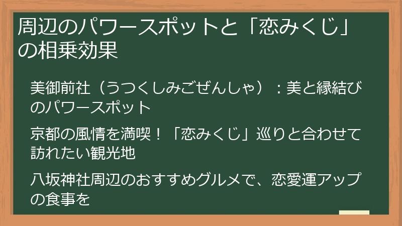 周辺のパワースポットと「恋みくじ」の相乗効果