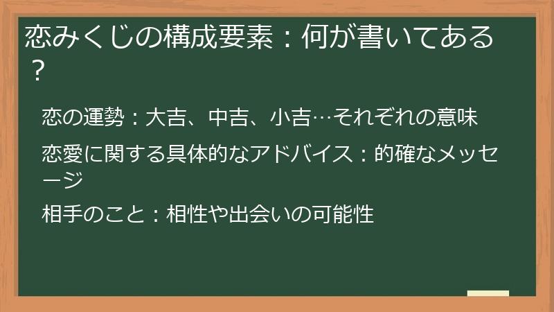 恋みくじの構成要素:何が書いてある?
