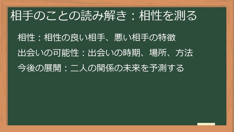 相手のことの読み解き:相性を測る
