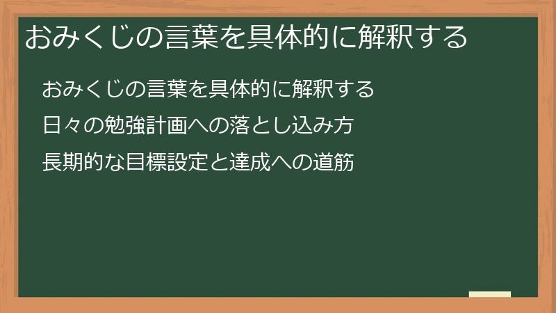 おみくじの言葉を具体的に解釈する