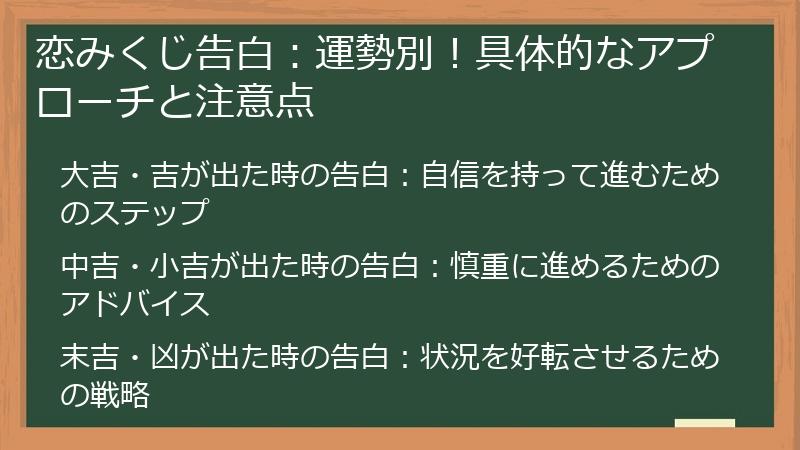 恋みくじ告白:運勢別!具体的なアプローチと注意点