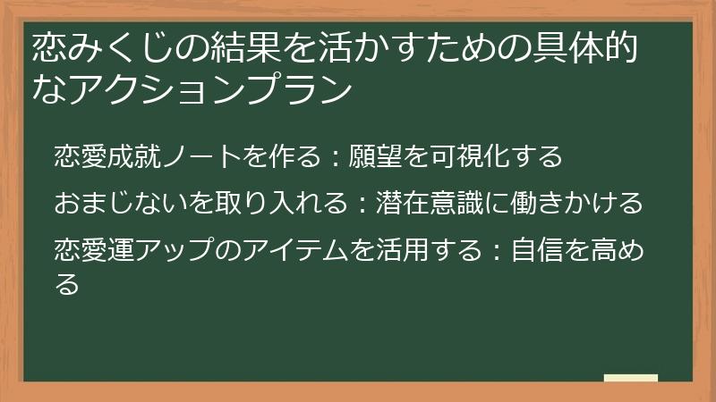 恋みくじの結果を活かすための具体的なアクションプラン
