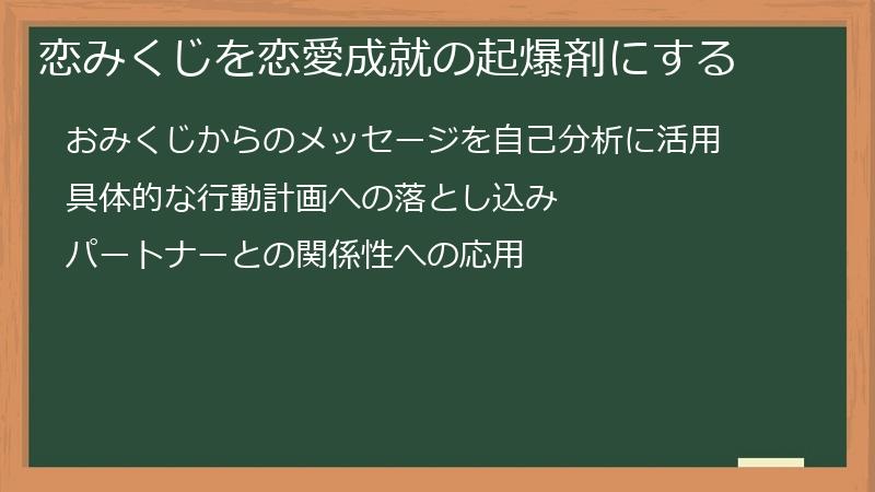 恋みくじを恋愛成就の起爆剤にする