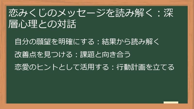 恋みくじのメッセージを読み解く：深層心理との対話